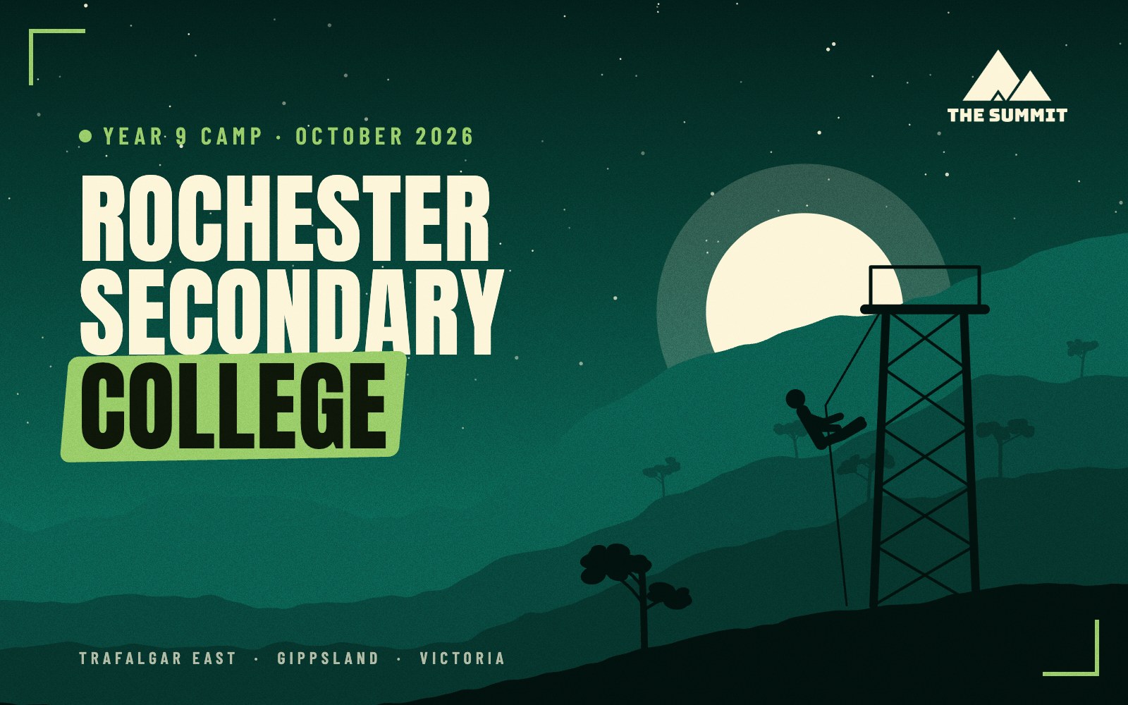 Rochester Secondary College Year 9 Camp designed cover, The Summit adventure camp