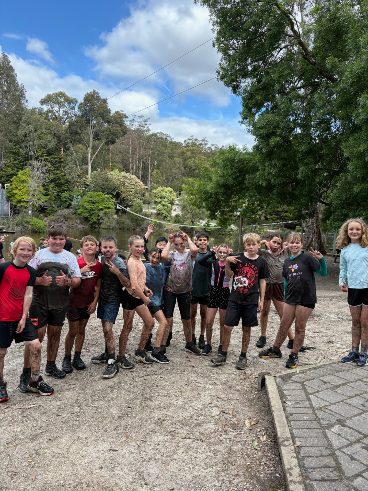 Year 7 students posing together at The Summit, Gippsland