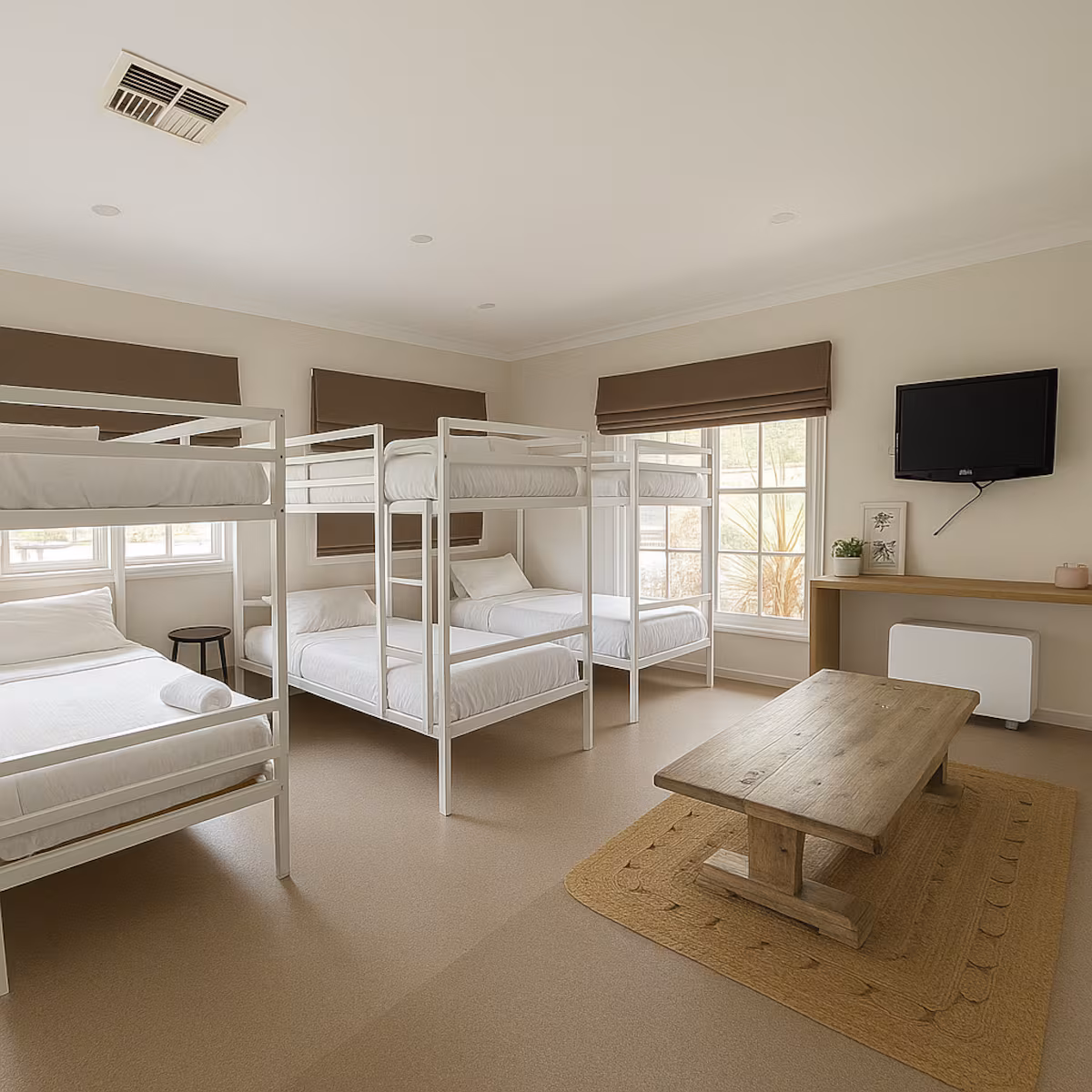 Bunk-style bedroom at The Doughty House sleeping multiple guests